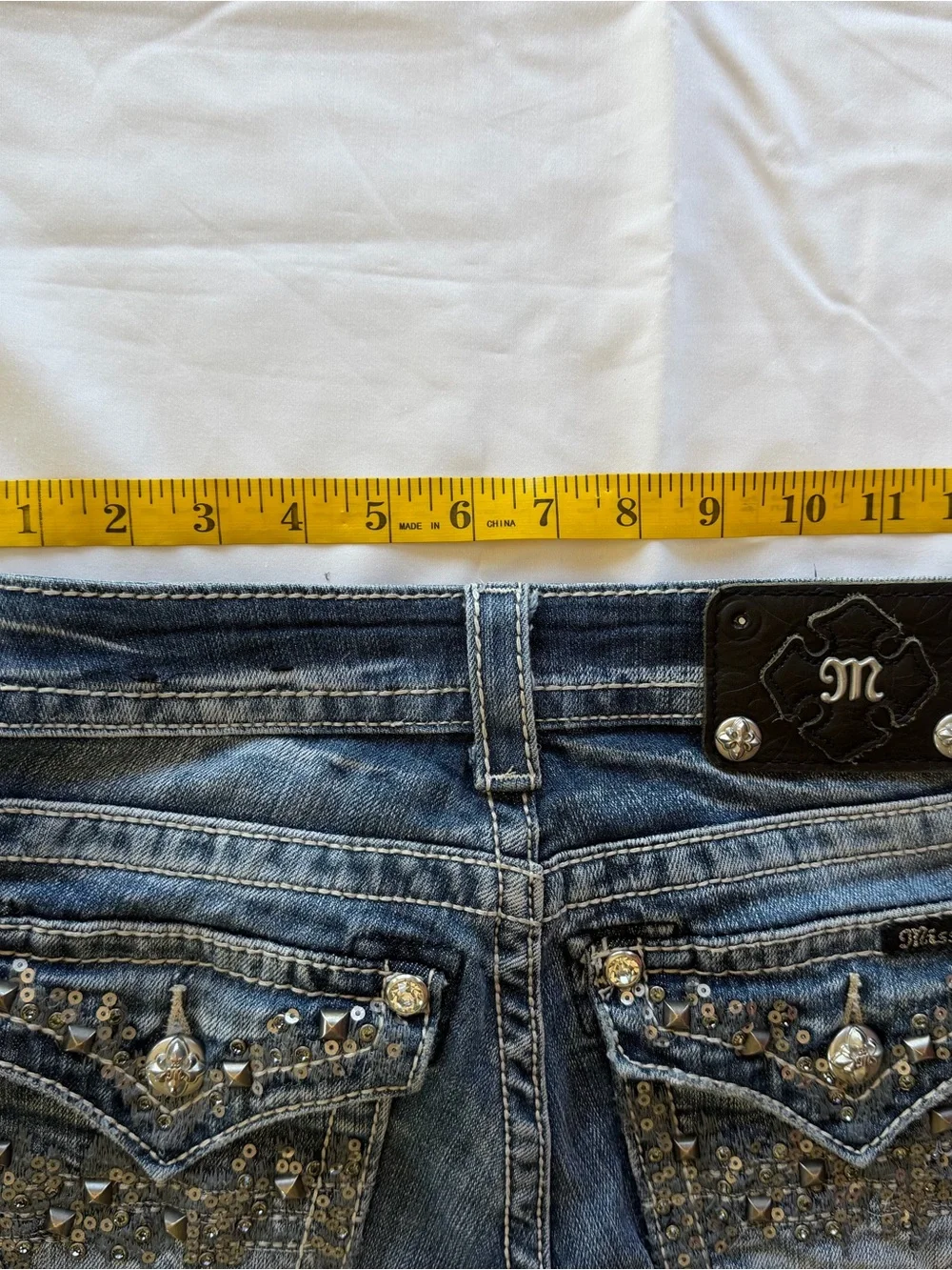 Miss Me Dark Blue Rhinestone Detail Flare Jeans - Picture 5 of 5